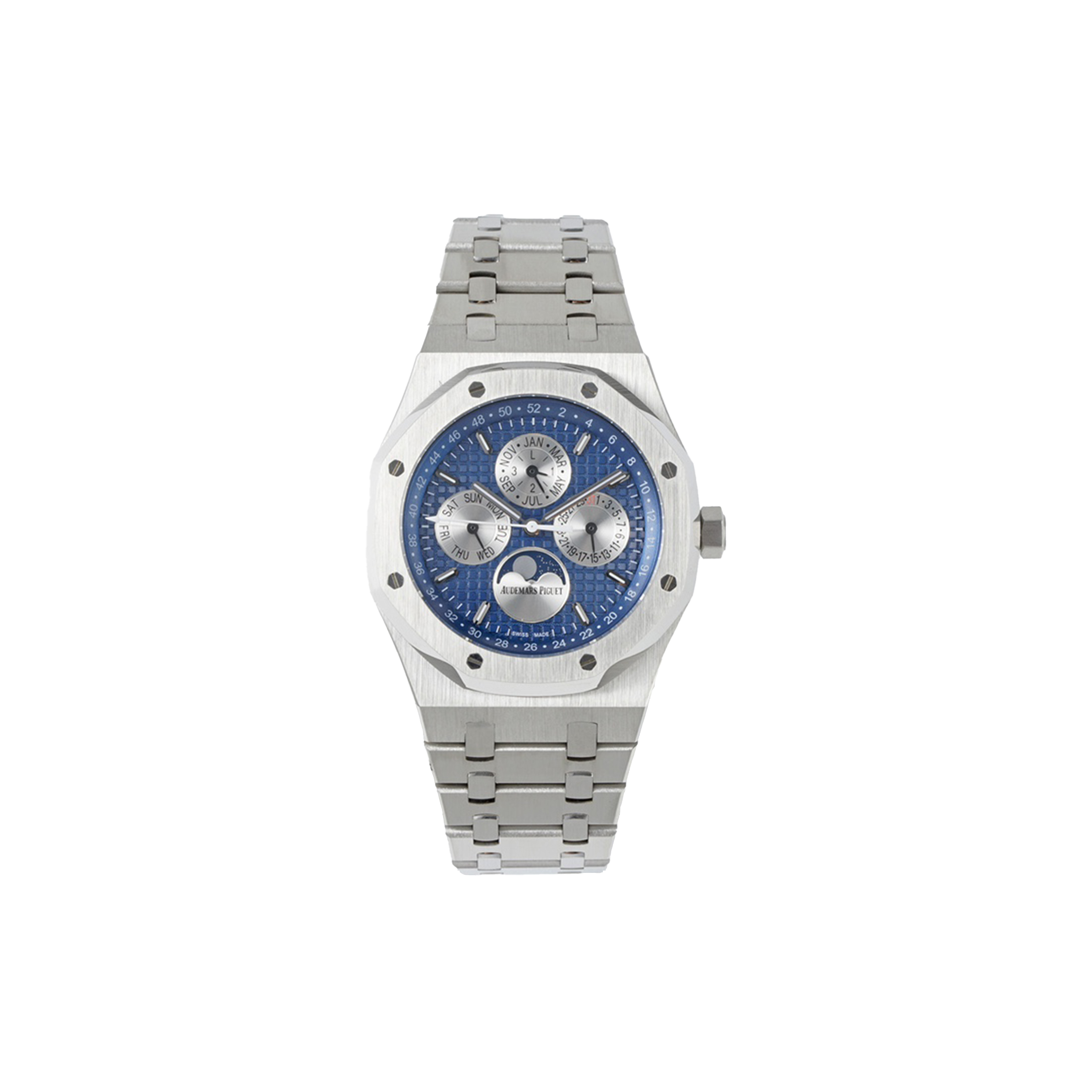audemars P*g*et royal oak perpetual calendar titanium blue dial 41mm watch 26574ti.oo.1220ti.01